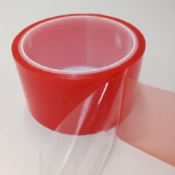 Double sided PET tape with MOPP red film liner